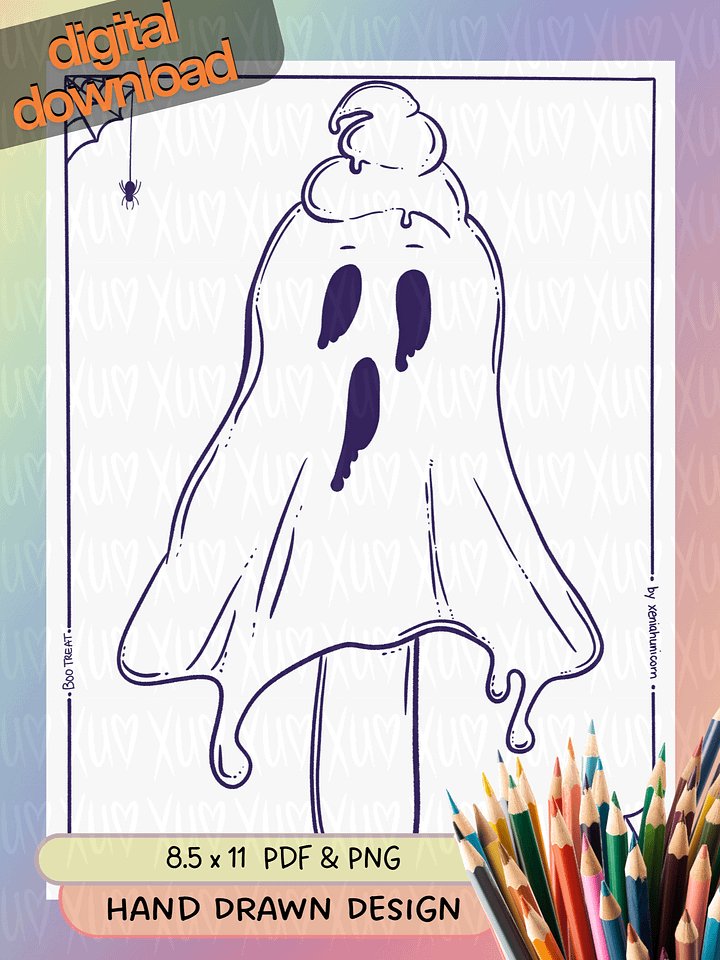 Boo Treat – Summerween Scream – Spooky-Sweet Coloring Page product image (1)