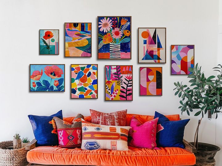 Maximalist Abstract Gallery Wall Set of 9 DIGITAL Prints product image (1)