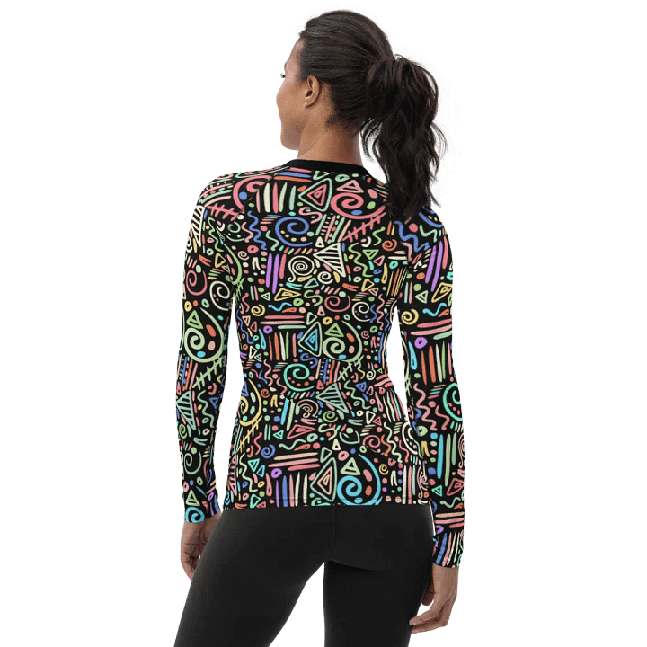 Vibrant African Doodle: All-Over Print Women's Rash Guard product image (2)