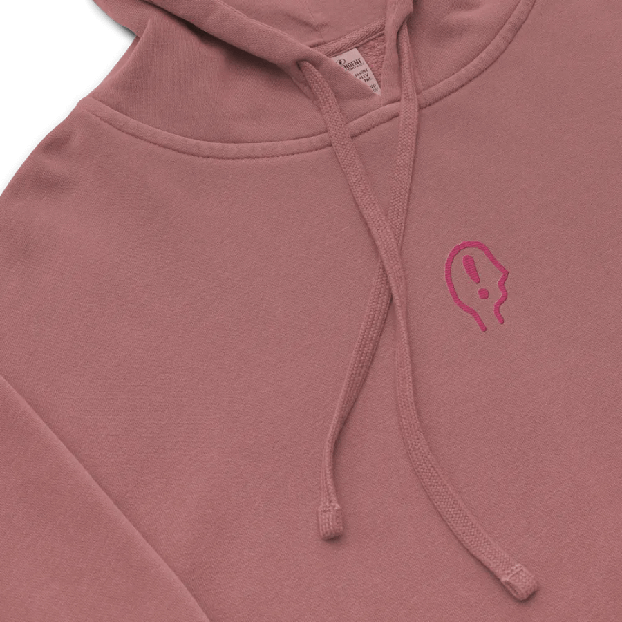 EXCLAIMING MENTALLY (C. pink) embroidered pigment hoodie product image (1)