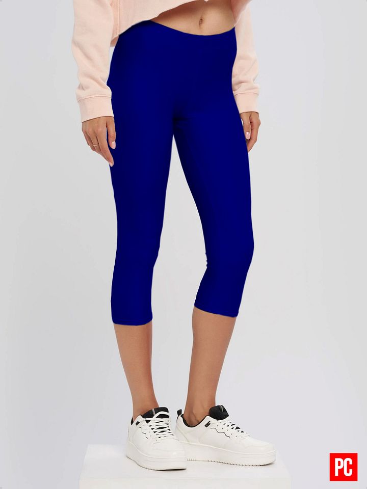 Plain Color Navy Blue Capri Leggings product image (2)