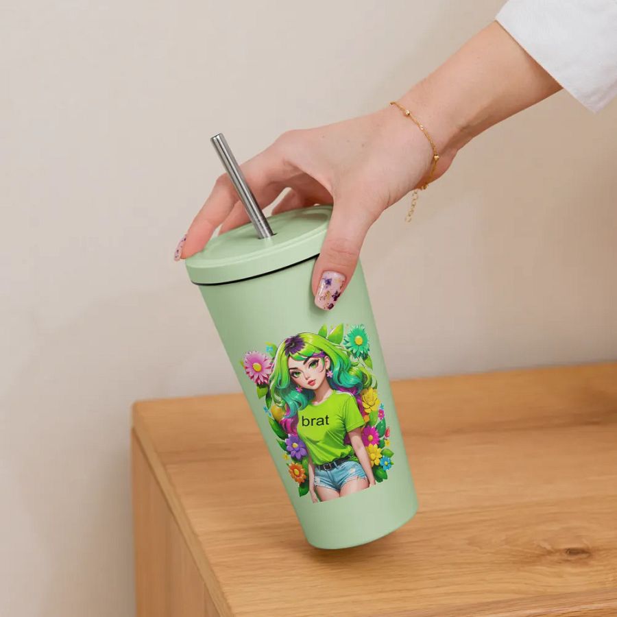 Brat 20 oz Tumbler Cup - Mint - Insulated Tumbler with a Straw v4 product image (6)