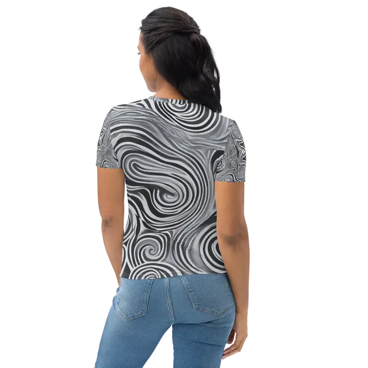 Funky Black and White Noir Tie-Dye Women's Crewneck T-shirt product image (2)