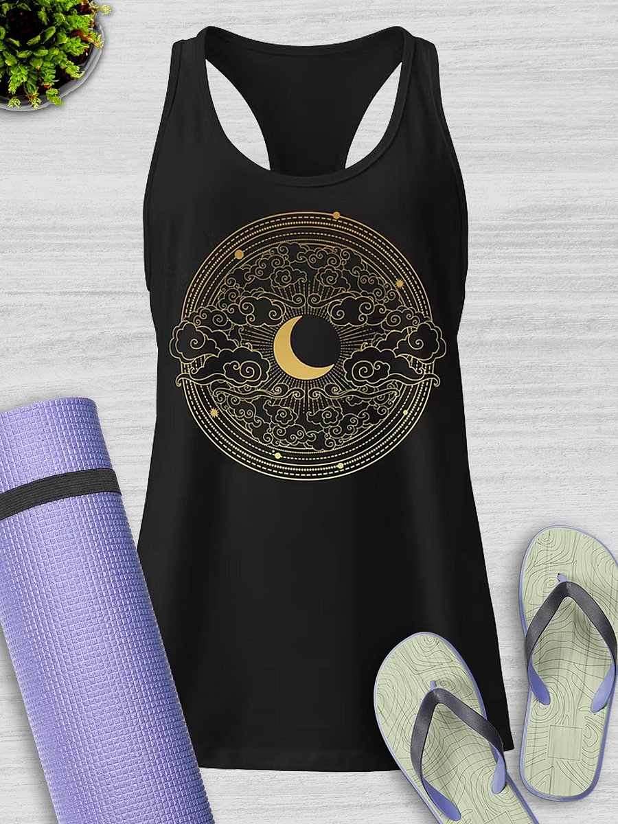 Golden crescent moon and swirling cloud - Tank product image (1)