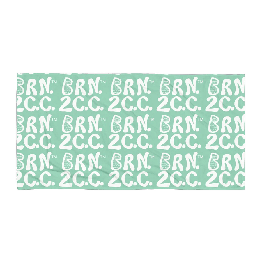 BRN.2C.C.™ | Coastal Classic Beach Towel | All-Over Logo Print | Vibrant Colors for Salty Souls | White Logo on Vista Blue Green product image (1)