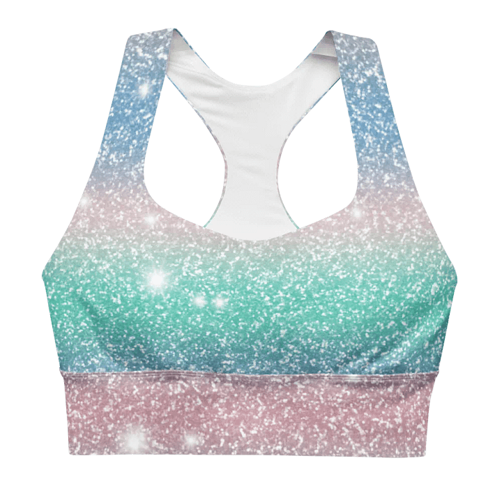 Glitter Unicorn Texture Design Longline Sports Bra - 4 product image (1)