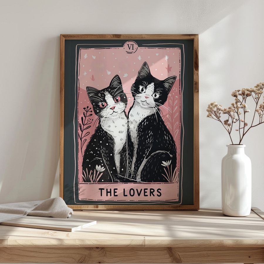 The Lovers Tarot Card Feline Art Print product image (6)