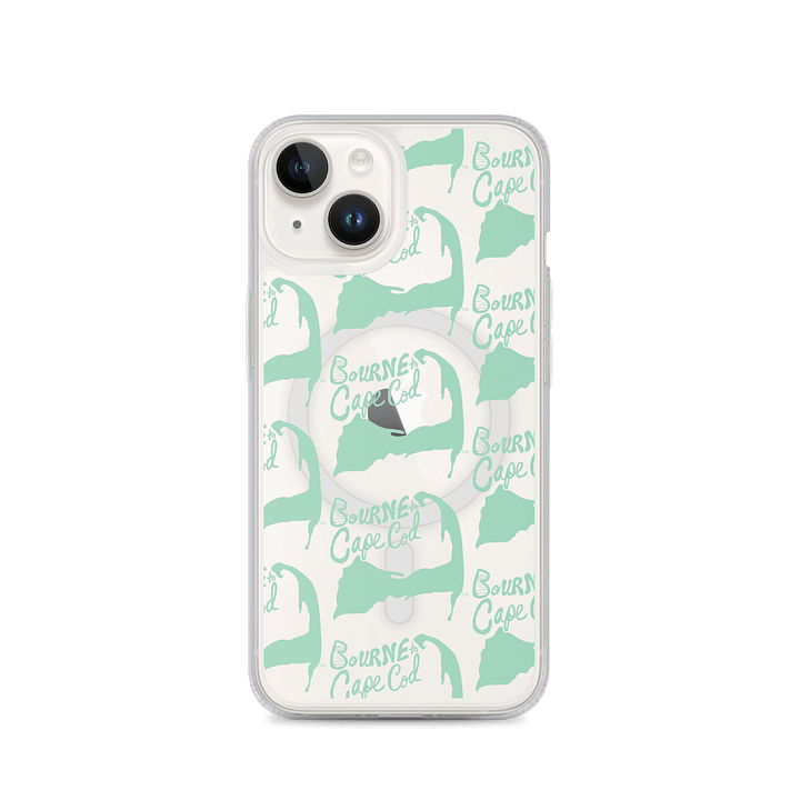 BOURNE to Cape Cod™ | MagSafe® Clear iPhone® Case | Coastal Cool Protection & Style | Vista Blue Green | Repeat Logo product image (1)