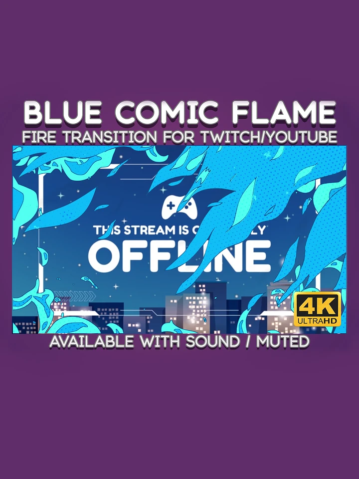 Blue Comic Fire Video Transition - Comic Fire Transition for Twitch Stream and YouTube Video product image (1)