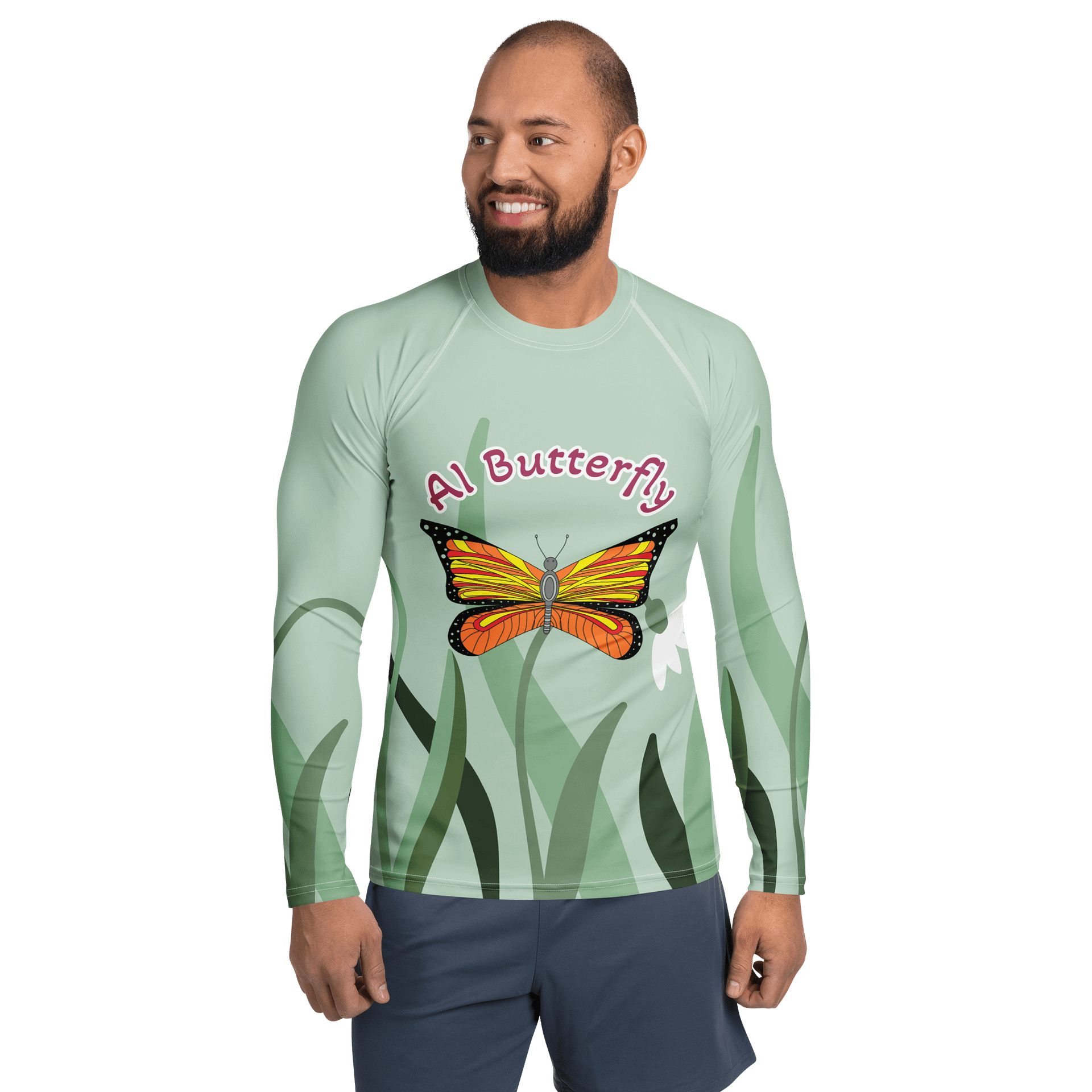 AI Butterfly Men's Rash Guard product image (1)