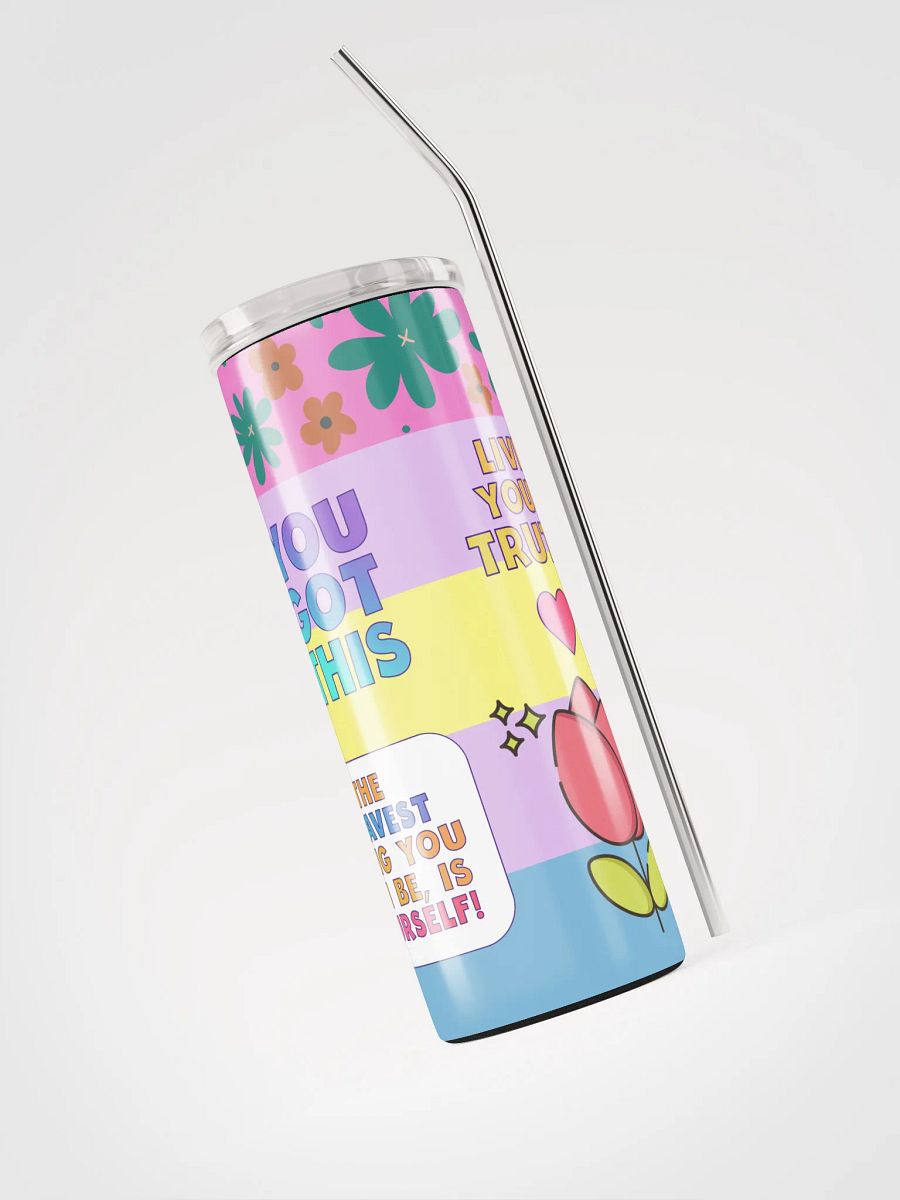 20 oz vacuum insulated Stainless Steel Tumbler with reusable Straw, leak proof cup lid, Empowerment Vibes Tumbler Mug Flasks. Drinkware Bottles product image (3)