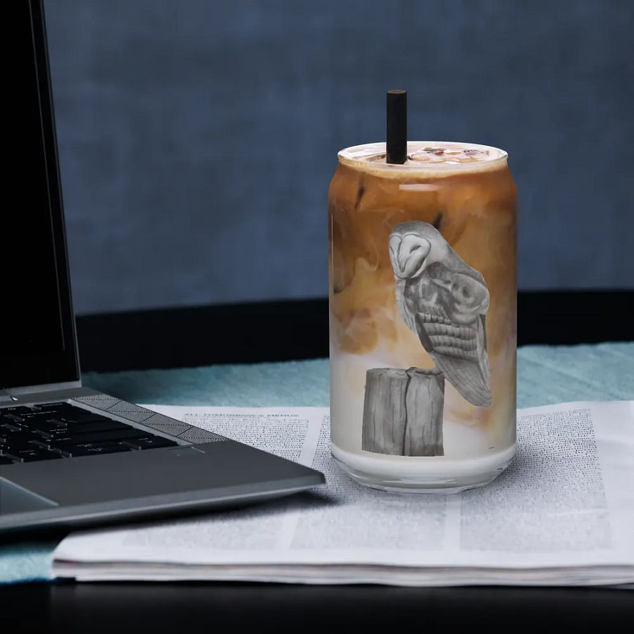 Barn Owl Drawing Glass Can Cup product image (33)