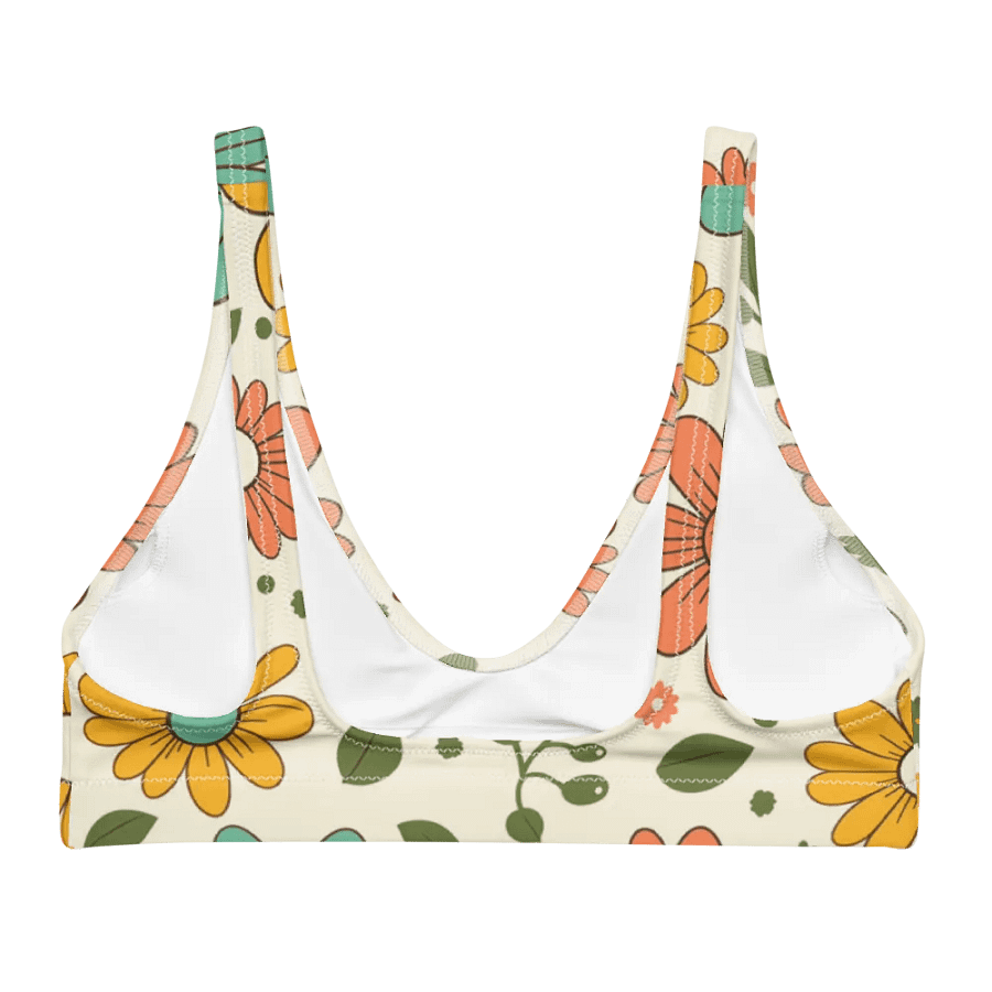Retro Bloom Recycled Padded Bikini Top – V-Neck & Vintage Floral Vibes product image (2)