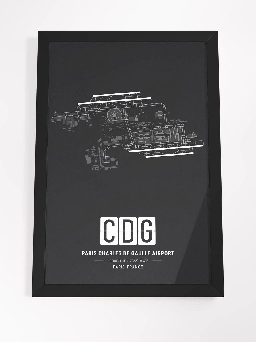 Framed Airport CDG Premium Map On Matt Paper product image (4)