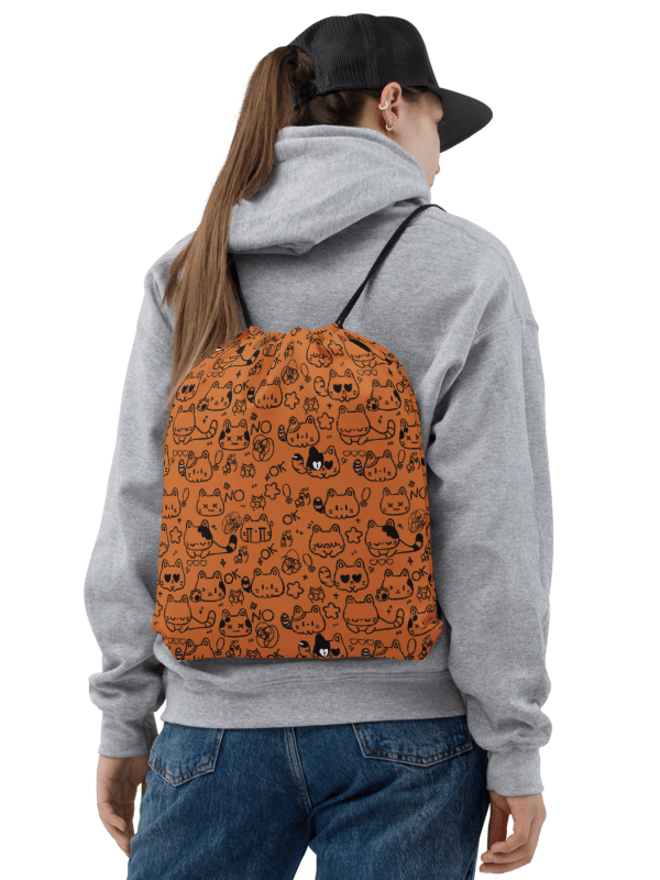 Cute Cat Doodles - Orange Drawstring Bag product image (2)