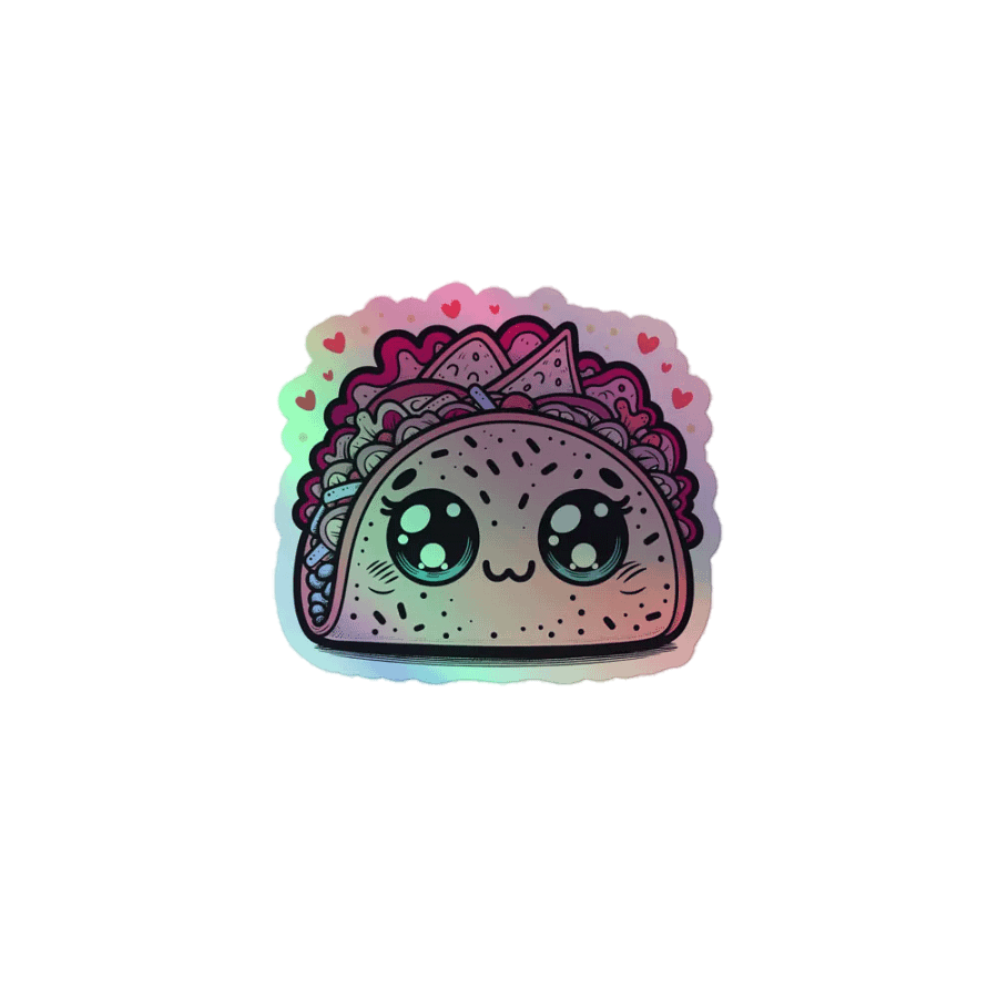 Smiling Pink Taco Holographic Sticker Sheet product image (1)
