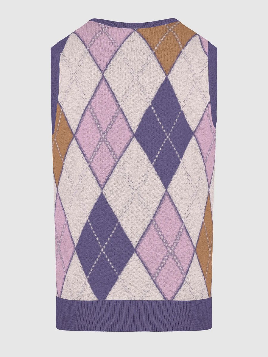 Argyle Dream Knitted V-Neck Vest product image (19)
