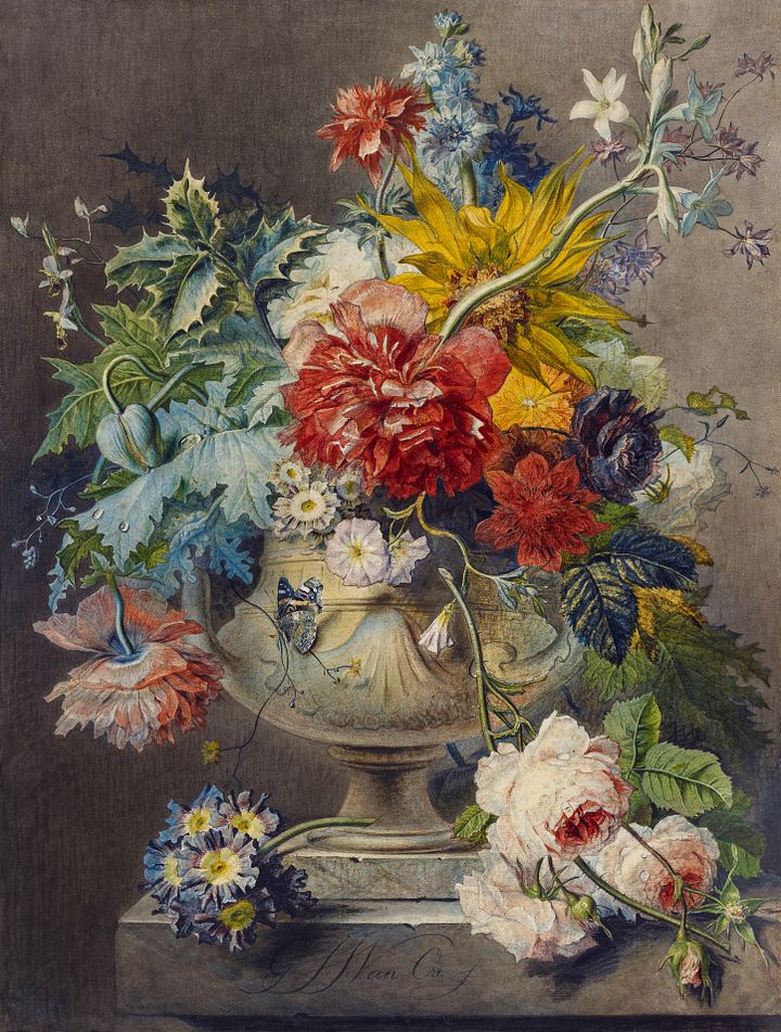 Vintage Art Download - Georgius Jacobus Johannes Van Os., Bouquet of Flowers in a Vase (after 1802) product image (1)