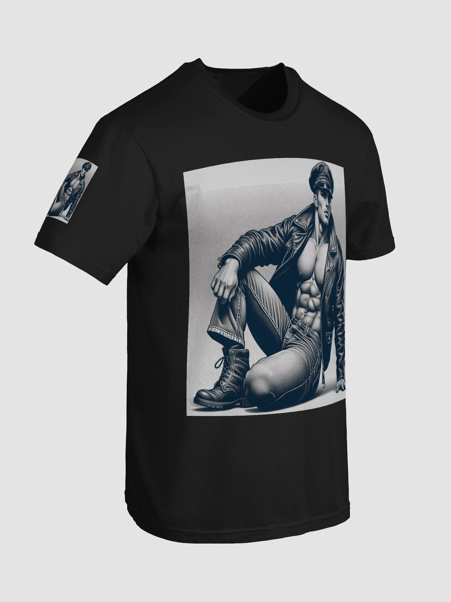 Pointillism 1940 Cool Trouble Tom of Finland Tribute Leather Bikers Pride Graphic Design T Shirt product image (8)