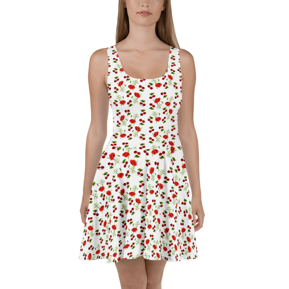 Poppies and Cherries Red and White - Skater Dress product image (1)
