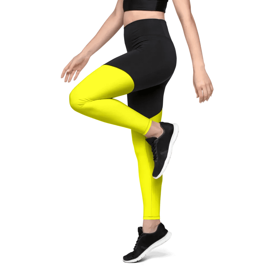 Plain Color Yellow Sports Leggings product image (4)