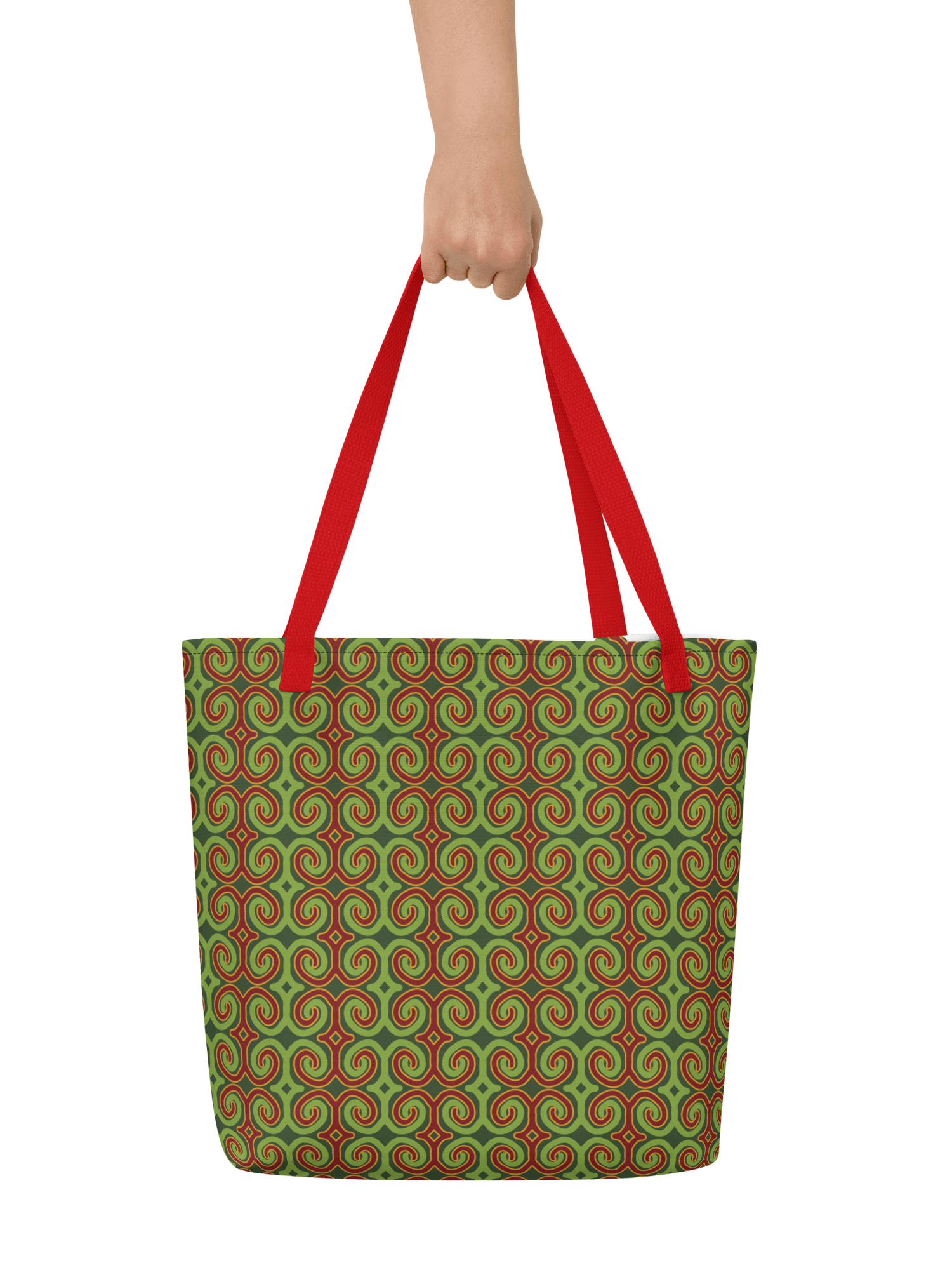 Red & Green Christmas Swirls Large Tote Bag product image (5)