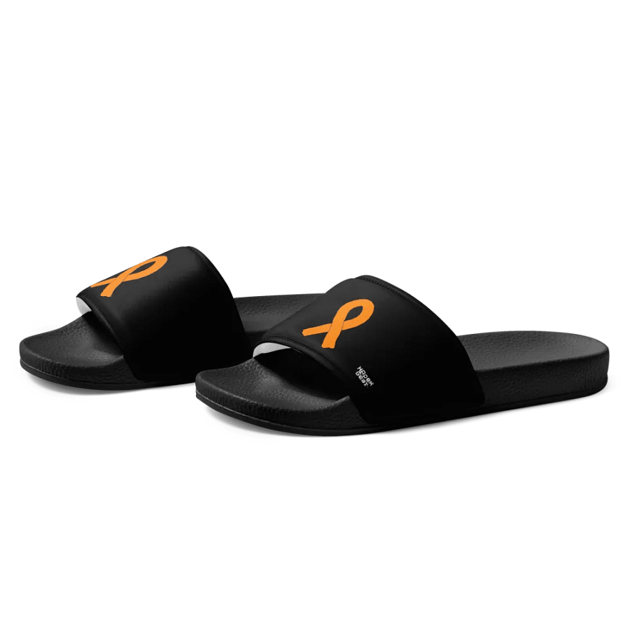 White HApex Gear White Logo Cancer Awareness Orange Ribbon. Black Men's Slides product image (6)