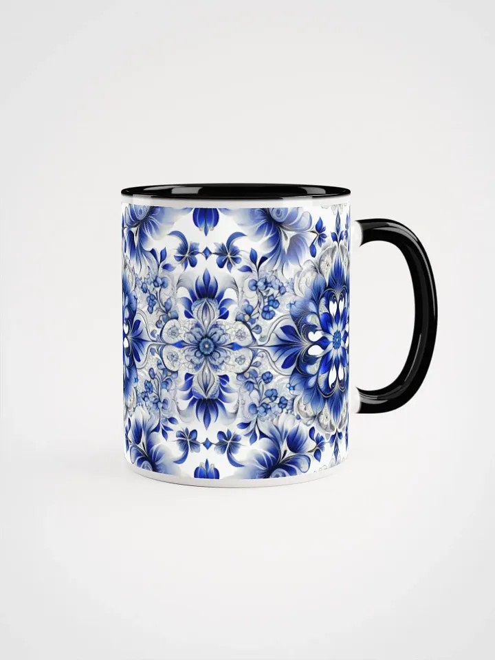 Coffee Mug with Color Inside - Blue and White Floral Design product image (1)