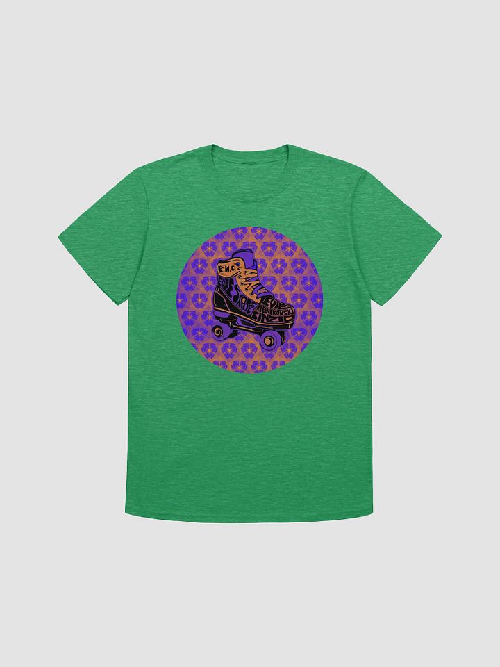 Evie Skates T-shirt with purple logo and green shirt product image (1)