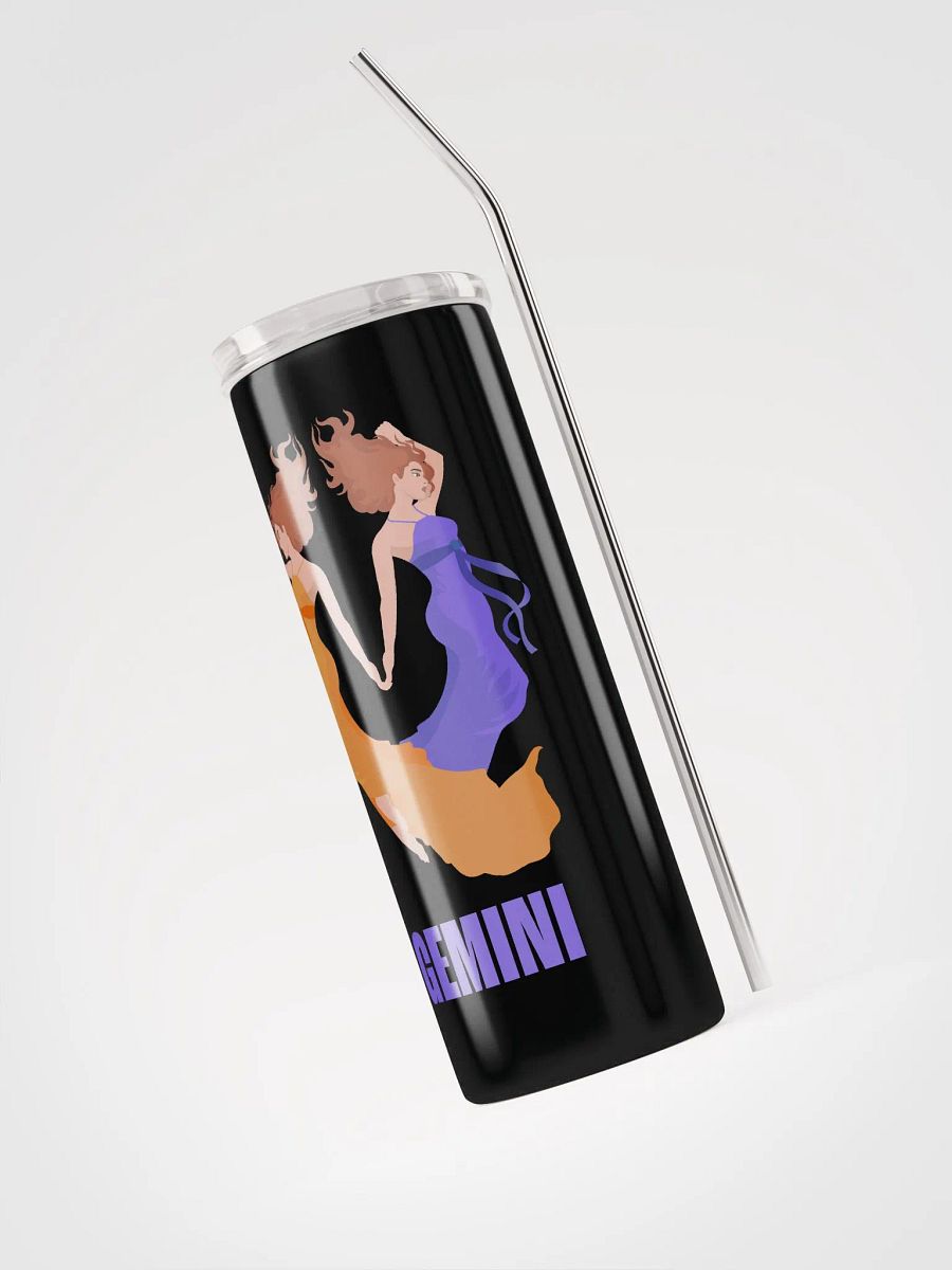 Black Gemini Zodiac Stainless Steel Tumbler - Vibrant Gemini Girls Illustration product image (3)