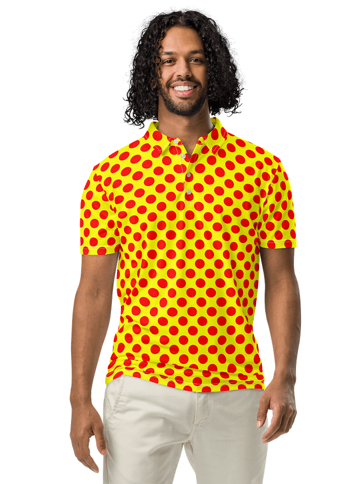 Red Polka Dots on Yellow Polo Shirt product image (2)