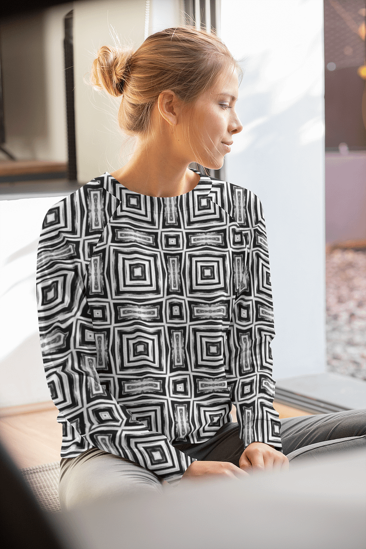 Abstract Monochrome Repeating Pattern Unisex All Over Print Sweatshirt product image (1)