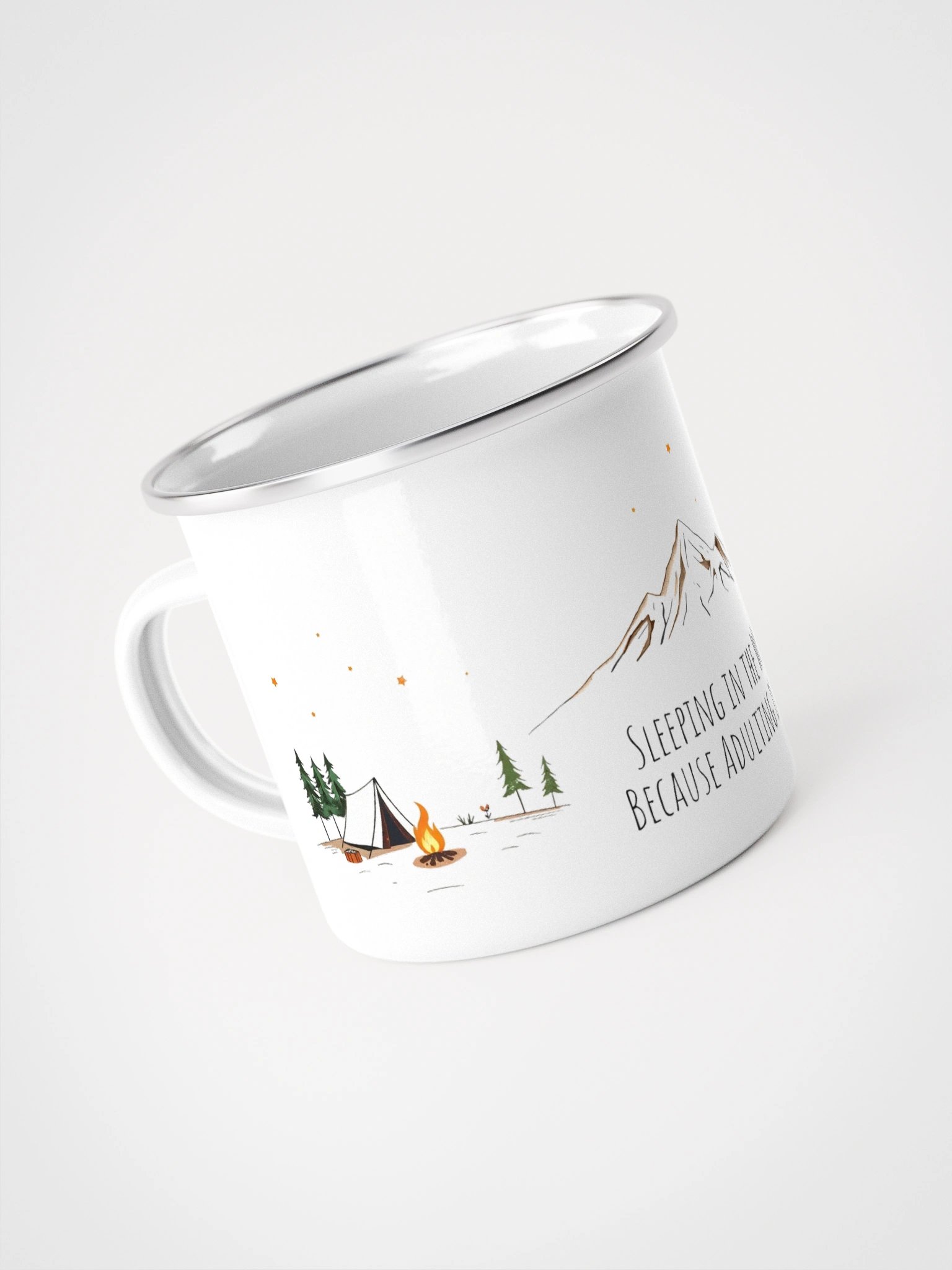Enamel Mug - Sleeping in the woods because adulting is hard product image (4)