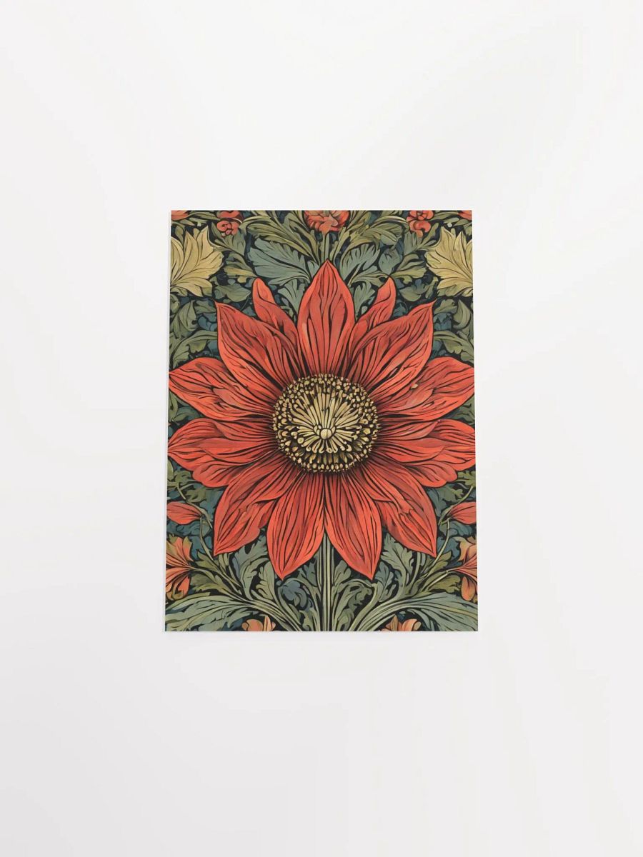 William Morris Inspired Red Flower 5x7 inch Poster product image (4)