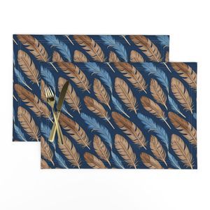 Seamless Pattern - Large Feather Pattern in Blues and Browns product image (10)