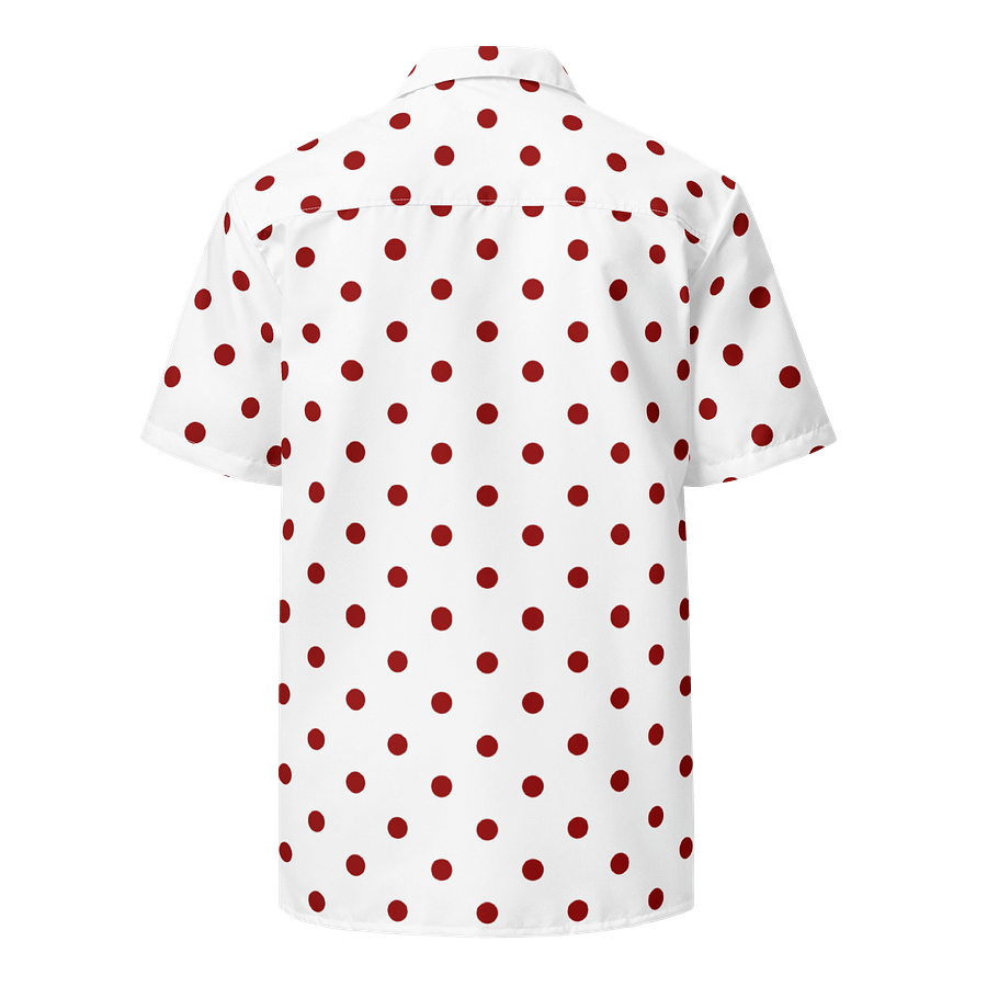 Red Polka Dots on White Hawaiian Shirt product image (2)