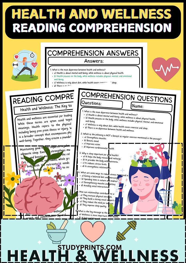 Health and Wellness Reading Comprehension PDF product image (1)