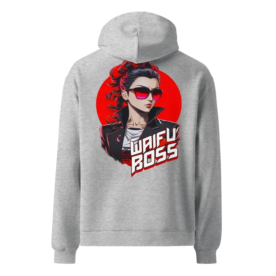 Waifu Boss - Premium Hoodie - Athletic Heather - v2 - Back Printed Design product image (1)