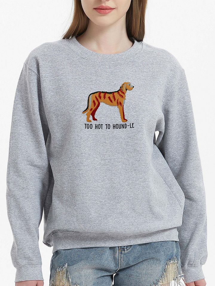 Too Hot to Hound-le Sweatshirt (Embroidered) of an Irish Wolfhound(Brown) product image (2)
