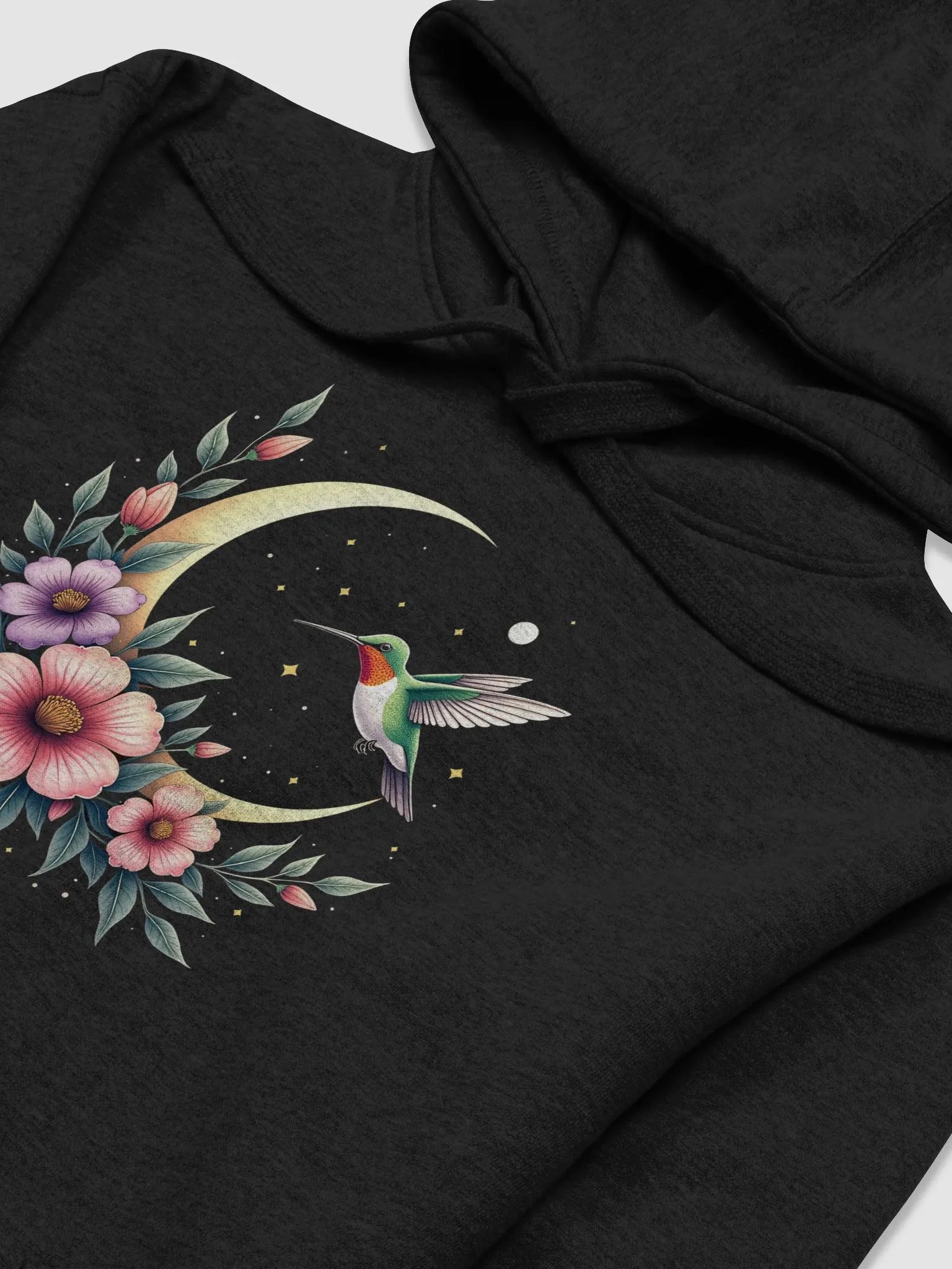 Celestial Hummingbird with Moon and Floral Bloom Design product image (1)