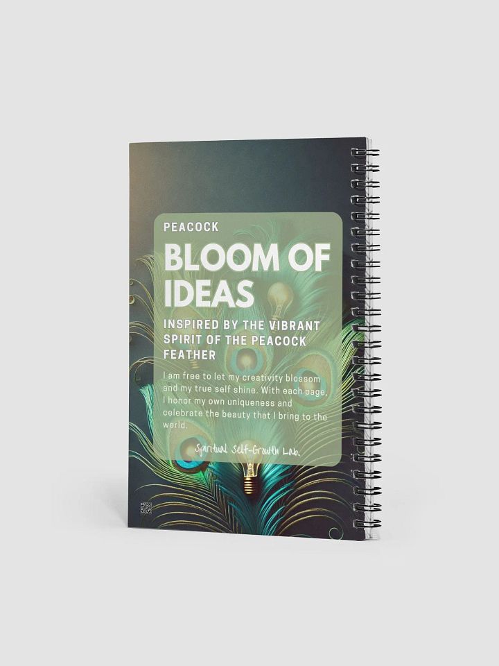 "Bloom of Ideas" – Illuminated Peacock Feather Journal for Spiritual Growth and Inspired Reflection Black ♡ product image (2)