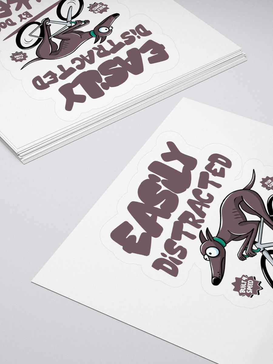 Easily Distracted by Dogs & Bikes Vinyl Sticker – Funny Greyhound Biking Decal for Cyclists & Dog Lovers product image (4)