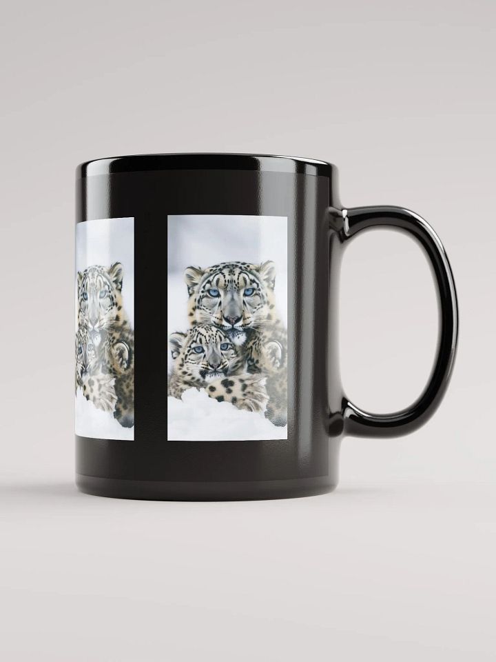 Snow Leopard Cuddle Black Glossy Mug product image (1)
