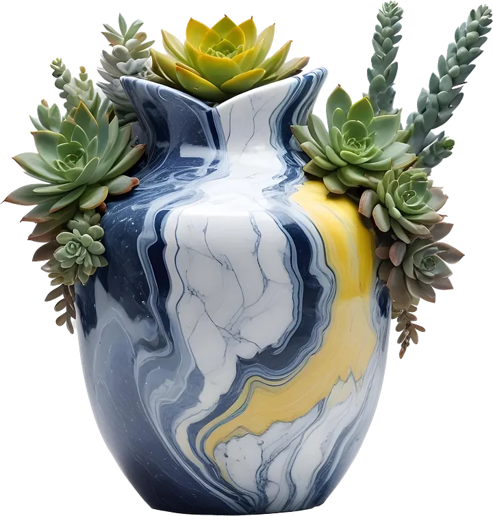 Golden Tides – Provence-Style Succulent Vase PNG product image (1)