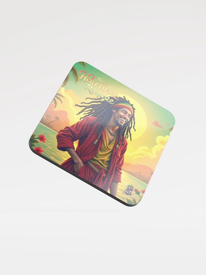 ☕ The Heartbeat of Reggae: Glossed Cork Coaster Set product image (1)