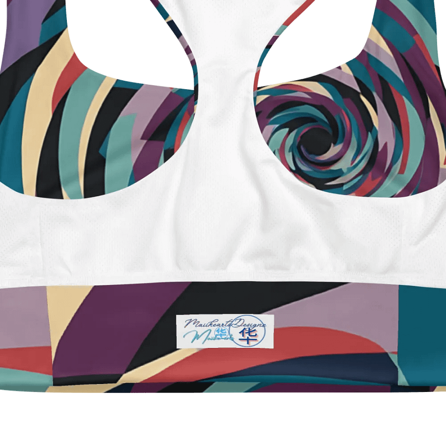 Abstract Lithographic Pattern Design Longline Sports Bra - V5 product image (3)