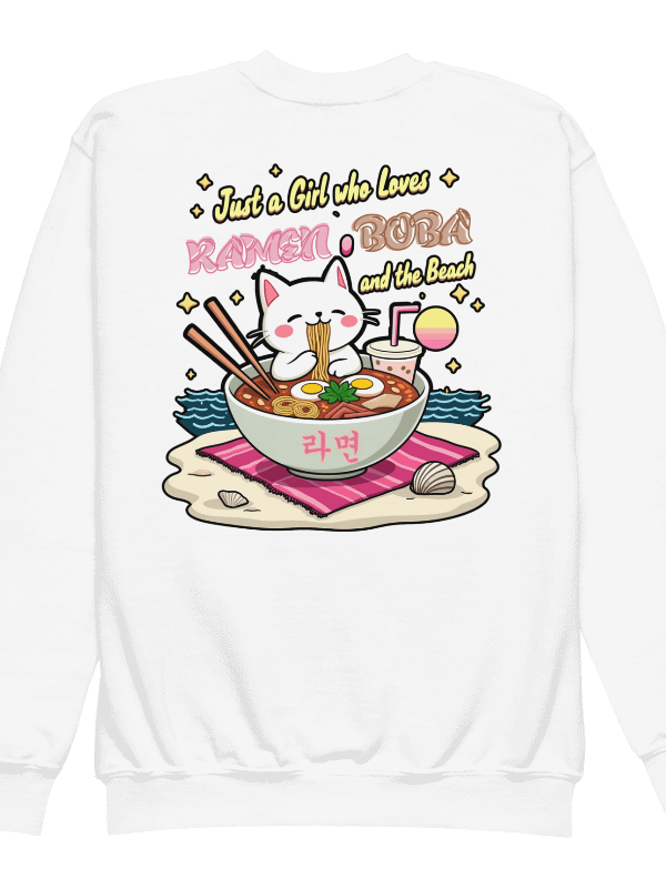 Just a Girl who Loves Ramen Boba and the Beach Youth Sweatshirt product image (3)
