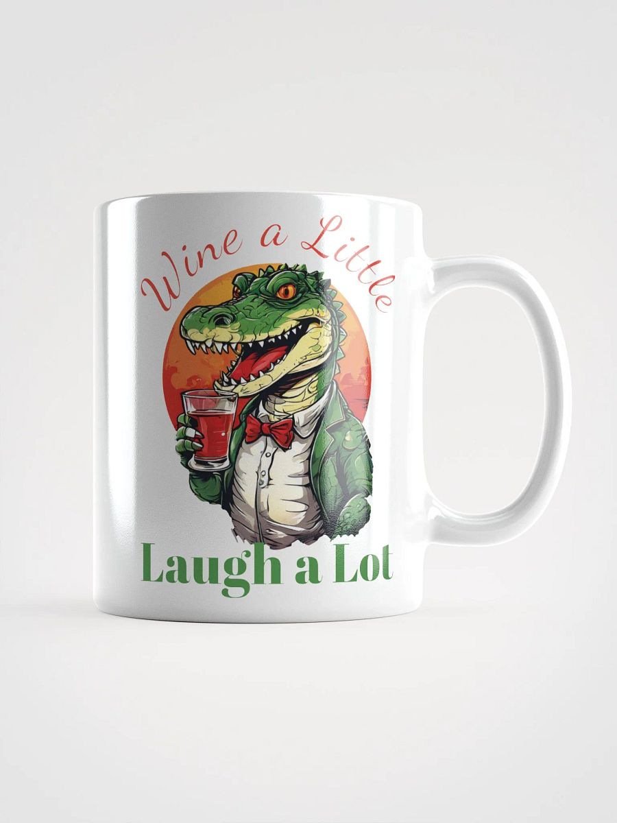 Wine a Little, Laugh a Lot - Unique Funny White Glossy Mug | Cheerful Crocodile with Wine | Perfect Gift for Wine Lovers product image (3)