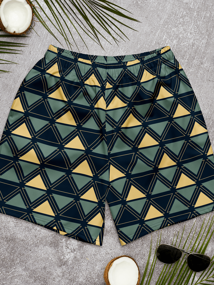 Triangulated Night Geometric All Over Print Athletic Long Shorts product image (2)