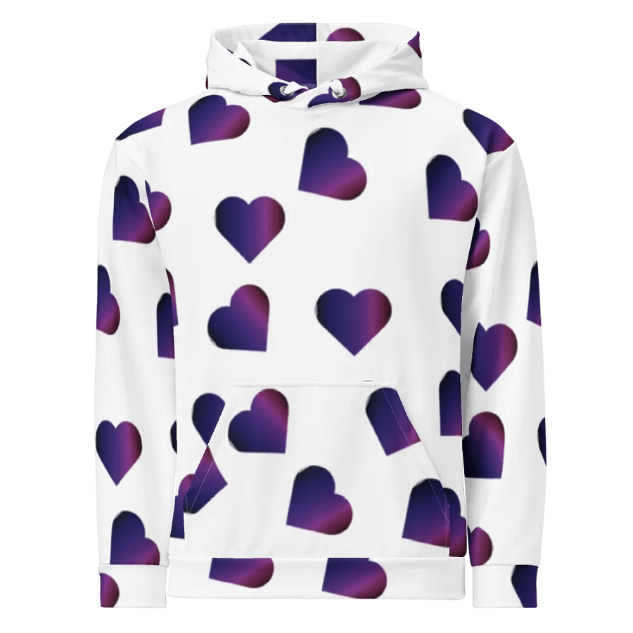 Abstract Love Pattern Purple Hearts on a White Background Unisex Pull On Hoodie product image (2)
